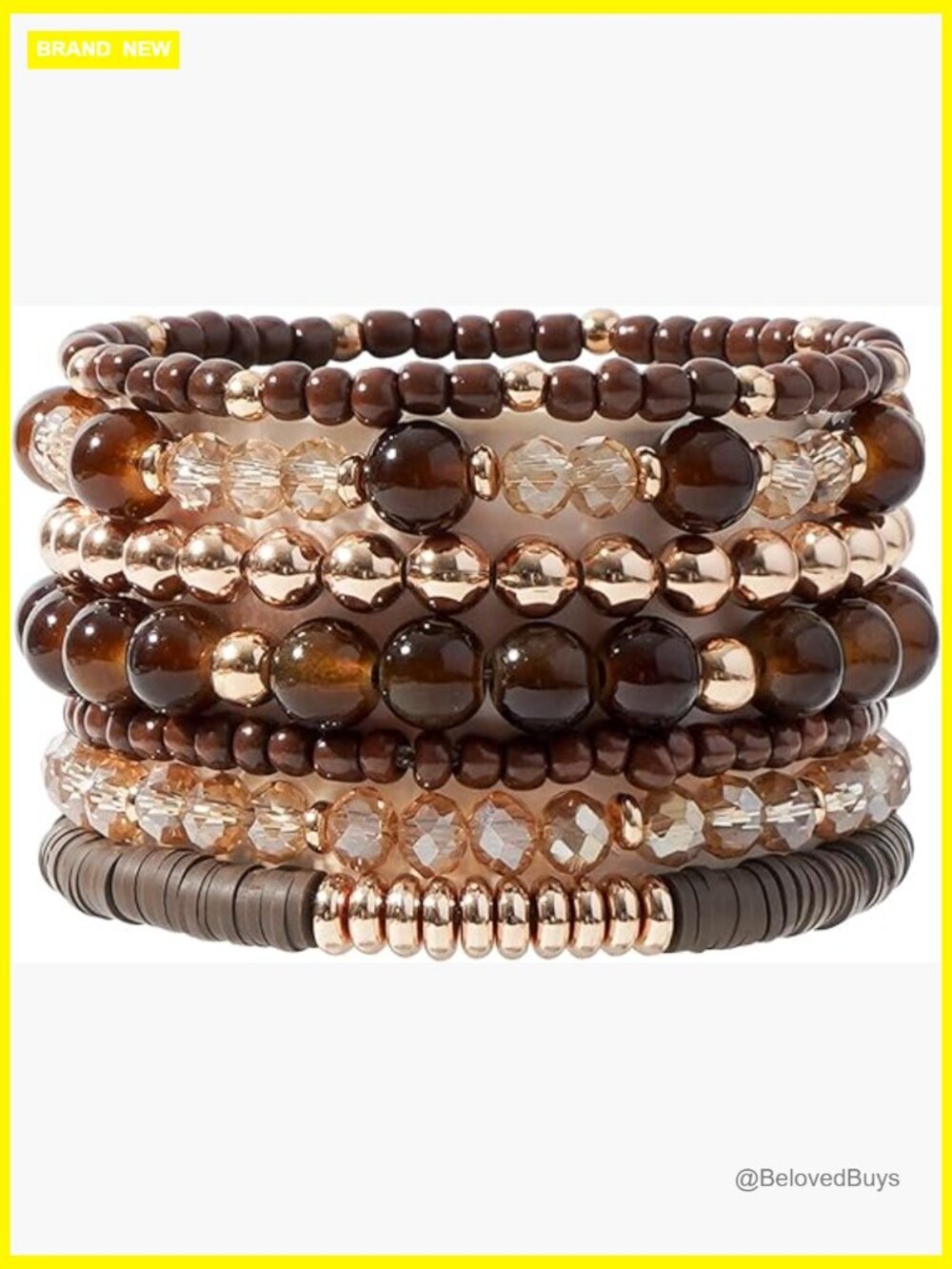 Stackable Heishi Bead Stretch Bracelets Set Boho Clay Gold Plated Surfer